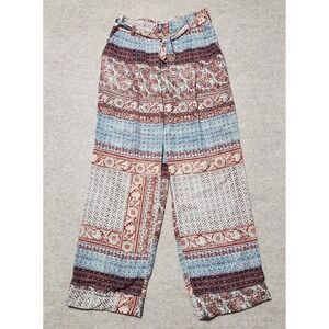 Zara Basic Collection Women's Multicolor Bohemian Print‎ Wide Leg Pants Small